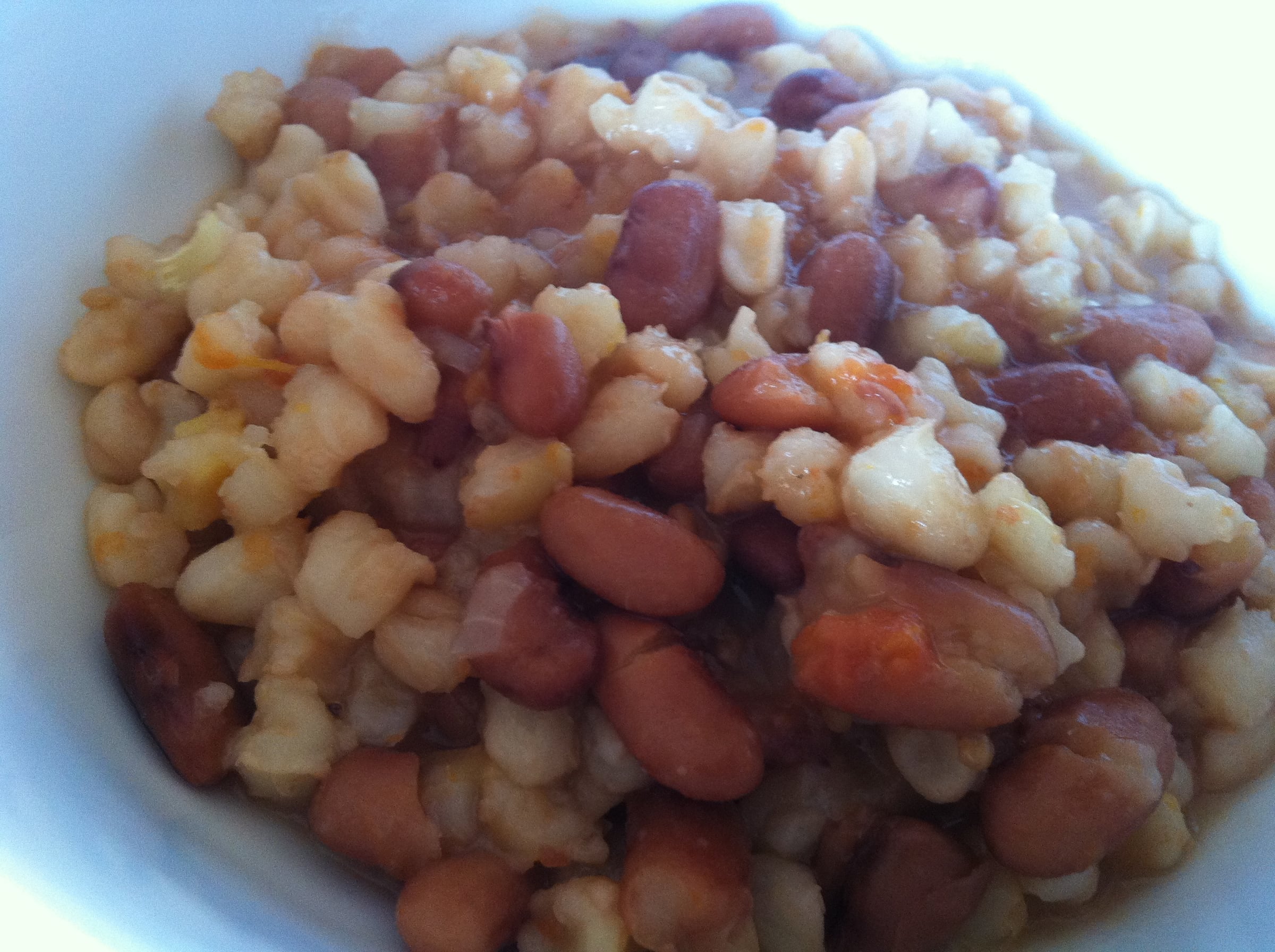 A bowl of umngqusho: creamy samp cooked with sugar beans